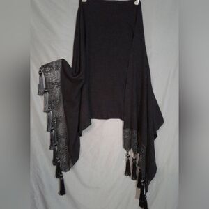 Black Shawl/scarf Large w tassels
